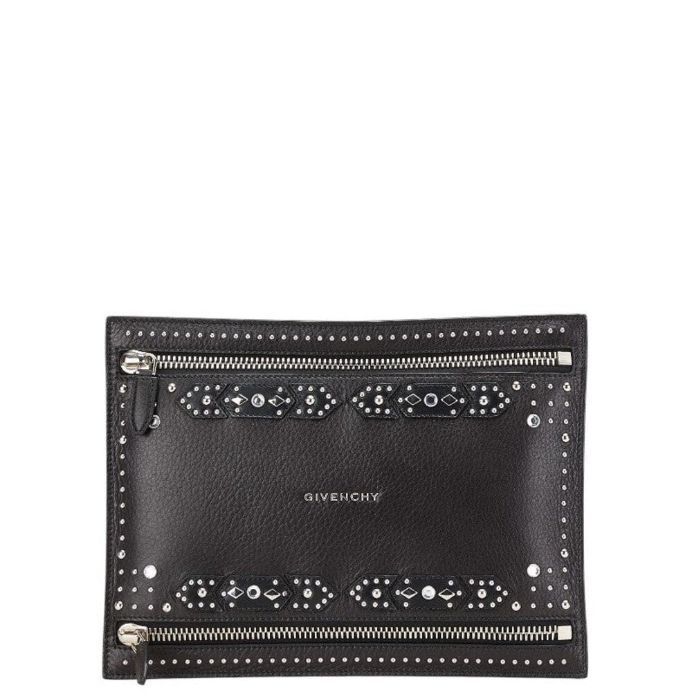 Givenchy Pandora Studded Bijou Leather Clutch Bag Black